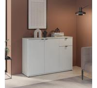 Furniture To Go Ganymede Wide 3 Door Cupboard With Drawer In Light Grey