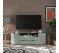 Furniture To Go Ganymede Wide Tv Unit With Open Shelving, 2 Drawers And 2 Doors In Sage Green