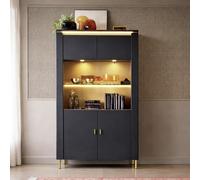Furniture To Go Genoa 2 Door Display Cabinet - Black & Gold