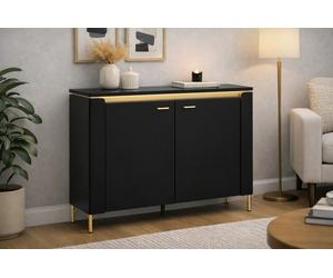 Furniture To Go Genoa 2 Door Sideboard - Black Matt/Gold