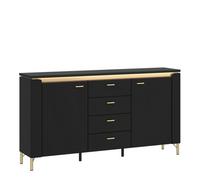 Furniture To Go Genoa Sideboard 2 Door 4 Drawer In Black Matt/gold
