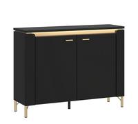 Furniture To Go Genoa Sideboard 2 Door In Black Matt/gold