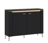 Furniture To Go Genoa Sideboard 2 Door in Black Matt/Gold - Black - 110.4 - 1
