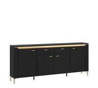 Furniture To Go Genoa Sideboard 4 Door 2 Drawer In Black Matt/gold