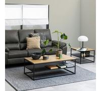 Gila Coffee Table with Open Shelf in Oak & Black, none