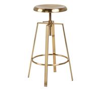 Furniture To Go Goose Bar Stool Without Back In Gold Brushed Steel With Adjustable Height