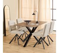 Furniture To Go Heaven Dining Table With Ceramic Rusty Brown Top Includes 4 Dean Beige Swivel Dining Chairs (L) 135Cm Seats Up To 4