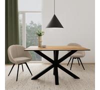 Furniture To Go Heaven Dining Table With Wild Oak Ceramic Glass Top In Black 135X80Cm
