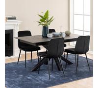 Furniture To Go Heaven Extendable Dining Table With Ceramic Black Top (L) 210Cm Seats Up To 6