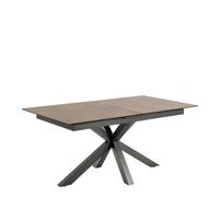 Furniture To Go Heaven Extendable Dining Table with Ceramic Rusty Brown Top 168cm - Black - No - Brown