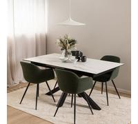Furniture To Go Heaven Extendable Dining Table With Ceramic White Top (L) 210Cm Seats Up To 6