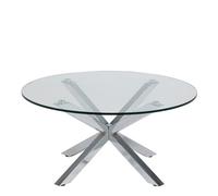 Furniture To Go Heaven Round Coffee Table with Glass Top and Chrome Legs - 1 - Silver - Silver