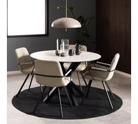 Furniture To Go Heaven Round Dining Table With Ceramic White Top (L) 119Cm Seats Up To 4