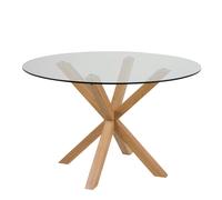 Heaven Round Dining Table with Glass Top 119x75.5cm Furniture To Go Brown One Size