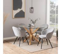 Heaven Round Dining Table with Glass Top 119x75.5cm, none