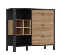 Furniture To Go High Rock 3 Drawer Display Chest In Matt Black/riviera Oak