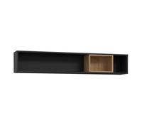 Furniture To Go High Rock Wall Shelf In Matt Black/Riviera Oak, Black