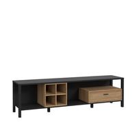 Furniture To Go High Rock Wide Tv Unit In Matt Black/riviera Oak