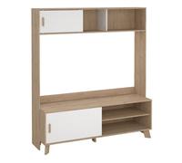Furniture To Go Ikast Tv-Wall Unit With 2 Sliding Doors In Jackson Hickory And White