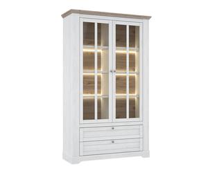 Furniture To Go Iloppa Display Cabinet in Snowy Oak/Oak Nelson - Full Assembly Required - Oak &Oak Nelson - Matt