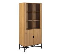 Furniture To Go Jaipur Display Cabinet With 4 doors and 6 Shelves in Wild Oak - Full Assembly Required - Wild Oak - Matt