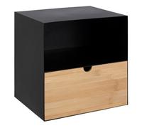 Furniture To Go Joliet 1 Drawer Wallmounted Bedside Table In Black & Bamboo