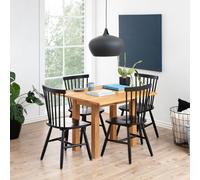 Furniture To Go Kenley Extending Dining Table in Oak 45-90cm Included 4 Riano Dining Chairs in Black - Black - No - Brown
