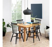 Furniture To Go Kenley Extending Dining Table in Oak 45-90cm Included 4 Riano Dining Chairs in Black - Black - No - Brown