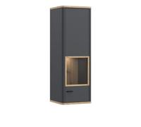 Furniture To Go Klara Display Cabinet With 1 Glass Door In Grey And Oak Inc Led Lighting