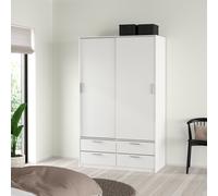 Furniture To Go Line Wardrobe with 2 Sliding Doors and 4 Drawers, White - White - Malemine - 1