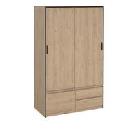 Furniture To Go Line Wardrobe with 2 Sliding Doors 1 Small Door and 2 Drawers in Jackson Hickory Oak - Brown - Malemine - 1