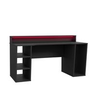 Furniture To Go Loadout Black Gaming Desk 2 Shelves with Colour Changing LED in Jet Black Furniture To Go Jet Black