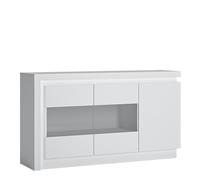 Lyon 3 door glazed sideboard (including LED lighting) in White and High Gloss, none