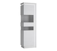 Furniture To Go Lyon Tall Narrow Display Cabinet (lhd) (Including LED Lighting) In White And High Gloss, White