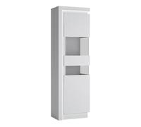 Furniture To Go Lyon Tall Narrow Display Cabinet (rhd) (Including LED Lighting) In White And High Gloss, White