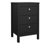 Furniture To Go Madrid Bedside Table 3 Drawers In Matt Black