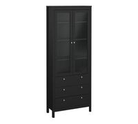 Furniture To Go Madrid China Cabinet 2 Doors W/glass + 3 Drawers In Matt Black