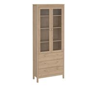Furniture To Go Madrid China Cabinet 2 Doors With Glass + 3 Drawers In Jackson Hickory Oak