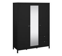 Indoor Furniture Group Furniture To Go Madrid Wardrobe With 2 Doors + 1 Mirror Door + 2 Drawers Matt Black, Black