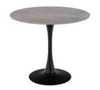 Furniture To Go Malta Ceramic Round Dining Table Grey/Black 90x75 cm - Black - No - Grey