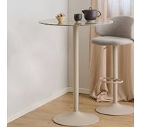 Furniture To Go Malta Round Bar Table In Brown Ceramic With Grey Base
