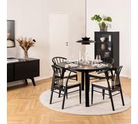 Montreux Round Extending Dining Table in Black 115-154 cm includes 4 Cassandra Dining Chair includes Armrest in Black
