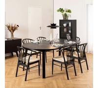 Montreux Round Extending Dining Table in Black 115-154 cm includes 6 Cassandra Dining Chair includes Armrest in Black