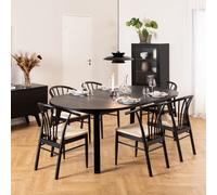 Montreux Round Extending Dining Table in Black 115-154 cm includes 6 Cassandra Dining Chair includes Armrest in Black