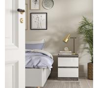 Furniture To Go Naia Bedside 2 Drawers In Concrete/white High Gloss (W) 40.4 X (H) 49.5 X (D) 50Cm