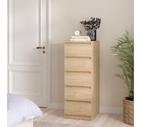 Naia Narrow Chest of 5 Drawers in Jackson Hickory Oak, none