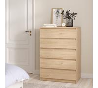 Tvilum Esla Matt Jackson Hickory 5 Drawer Chest (H)1113mm (W)770mm (D)500mm