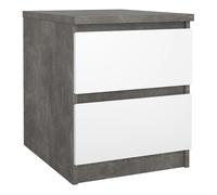 Furniture To Go Naia Bedside 2 Drawers in Concrete/White high gloss - Grey & White - Manufactured wood - 1