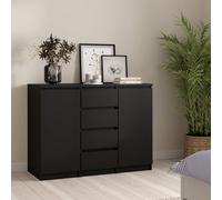 Furniture To Go Naia Sideboard 4 Drawers 2 Doors In Black Matt (W) 120.6 X (H) 90.7 X (D) 50Cm