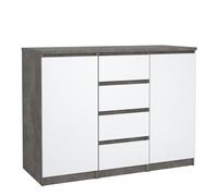 Furniture To Go Naia Sideboard 4 Drawers 2 Doors in Concrete and White High Gloss - Grey - 120.8 - 1